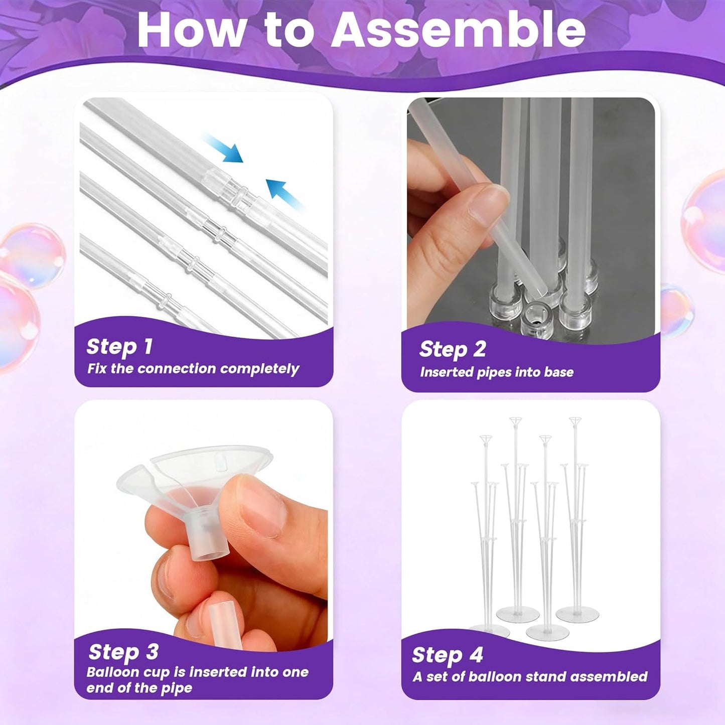 JOYYPOP 4 Sets Balloon Stand Kit For Table, Balloon Sticks with Base B