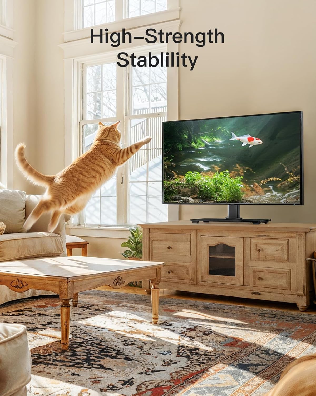 PERLESMITH Universal TV Stand Legs for 32-60 inch TVs, Table Top TV Stand up to 88 lbs, Height Adjustable Television TV Mount, Universal TV Leg Base for Living Room & Bedroom, VESA 400x400mm PSTVS04
