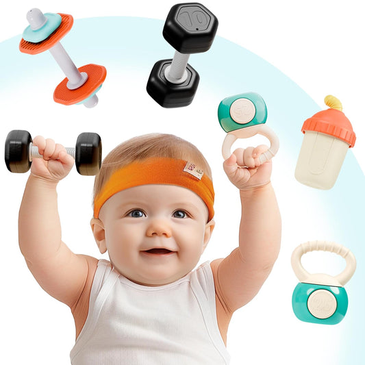 iPlay, iLearn Baby First Gym Rattle Set, Infant Dumbbell Weights Teeth