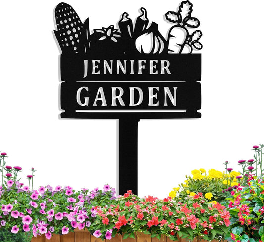 Custom Metal Vegetable Garden Signs with Stake, Personalized Garden Signs for Outside, Customized Name Sign Outoor Yard Lawn Gardening Gifts for Grandmas Moms Gardeners
