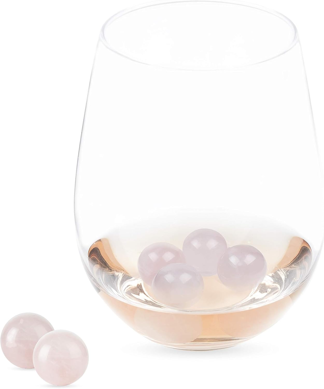 Twine Rose Quartz Wine Gems, Pink Drink Chillers, Real Polished Rose Q