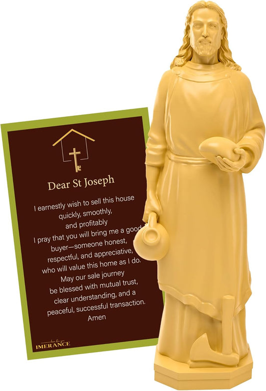 St Joseph Statue for Selling House,Faith-Based St Joseph Statue with House Selling Prayer Card, Ideal for Sell Homes,Religious Activities(Ivory 4Inch 1pcs)