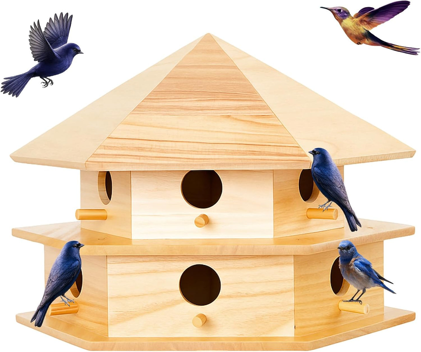 Purple Martin House, 12 Room Bird Houses for Outside, Sycamore Wood Construction & Waterproof