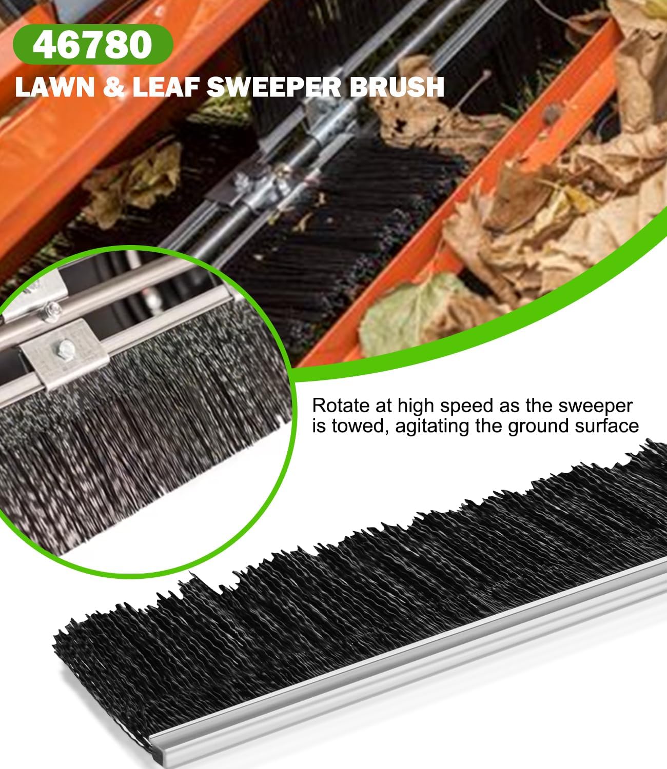 Bonbo 4-Pack 21-3/4" Brush for Craftsman Agri-Fab 42" Tow Behind Lawn & Leaf Sweeper, 46780