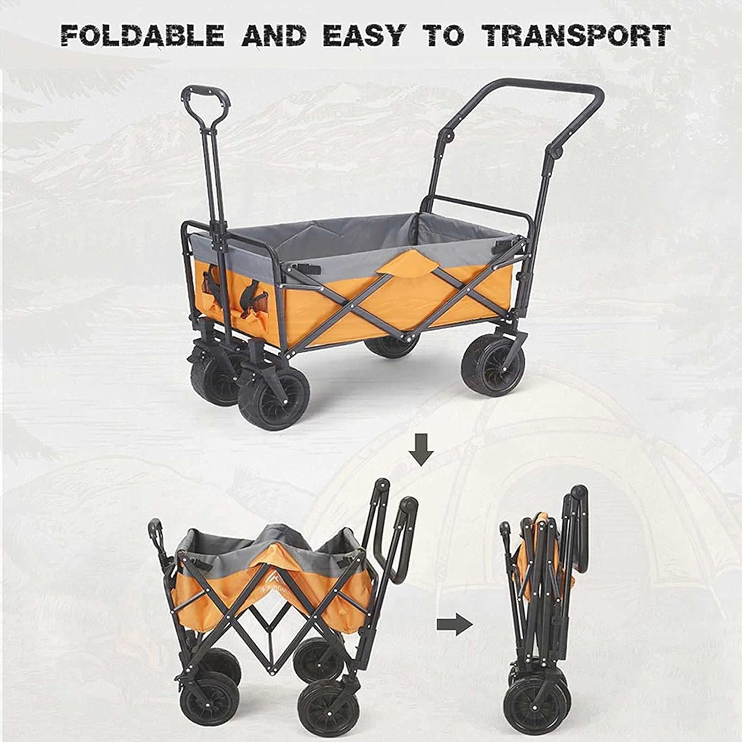 Outdoor Garden l Shopping Cart 100l Large Capacity with All-Terrain Wheels Wagon for Kids Portable Storage Garden Carts and Wagons Bearing 100kg