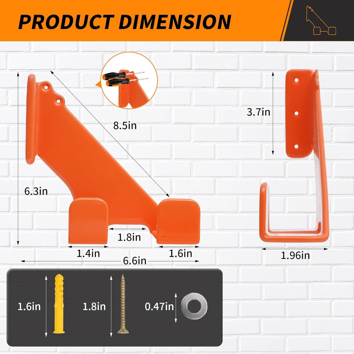 Chainsaw Holder Wall Mount, Chainsaw Hanger for Garage Wall Chainsaw Mount Heavy Duty Garage Hangers Mounted Tool Holder 180LB Storage Rack Tool Hook for Garden, Workshop, 1 Pack