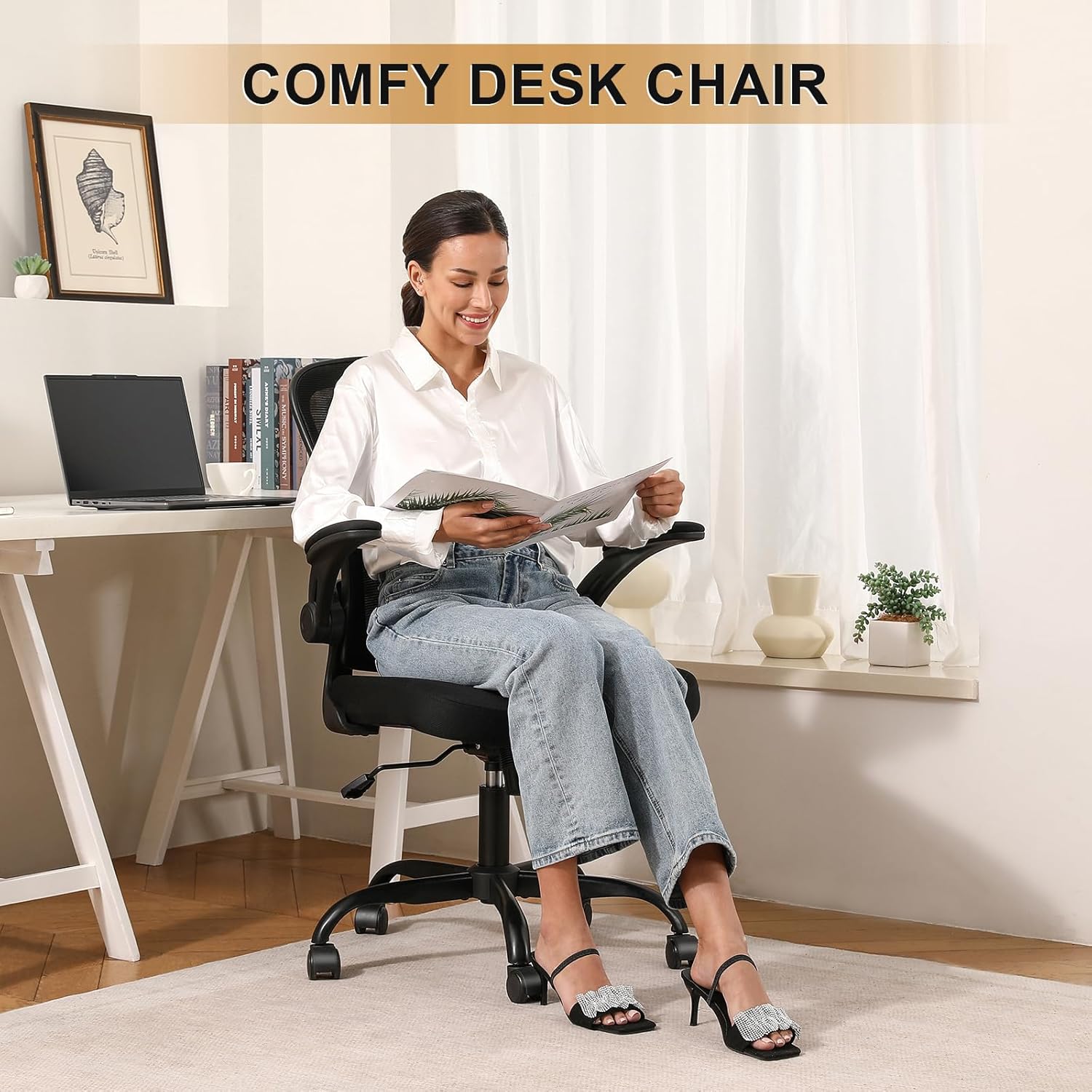 Office Chair, Ergonomic Desk Chairs 330LBS Capacity High Back Mesh Com