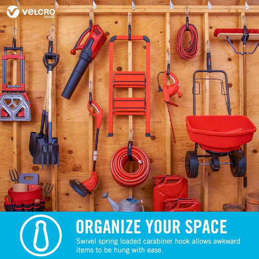 VELCRO Brand Easy Hang Strap | Heavy Duty Outdoor Storage Extension Cords, Cables, Tools, Bikes | Organization for Garden, Shed, RV |, Medium - up to 200 lbs, Black, 1 Count (Pack of 1)
