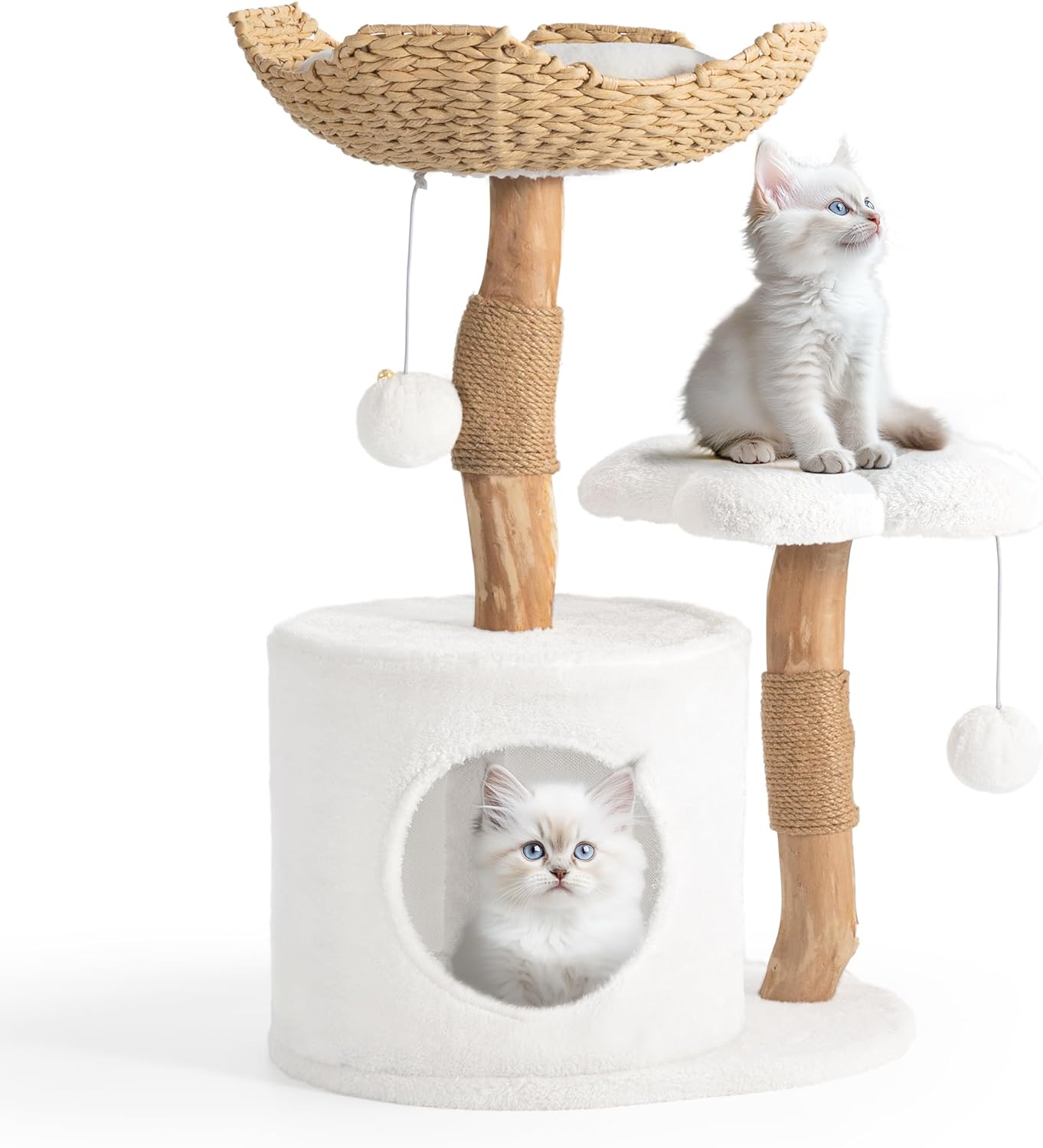 Modern Cat Tree, Wood Cat Tree Tower for Small Cats, Luxury Cat Condo 