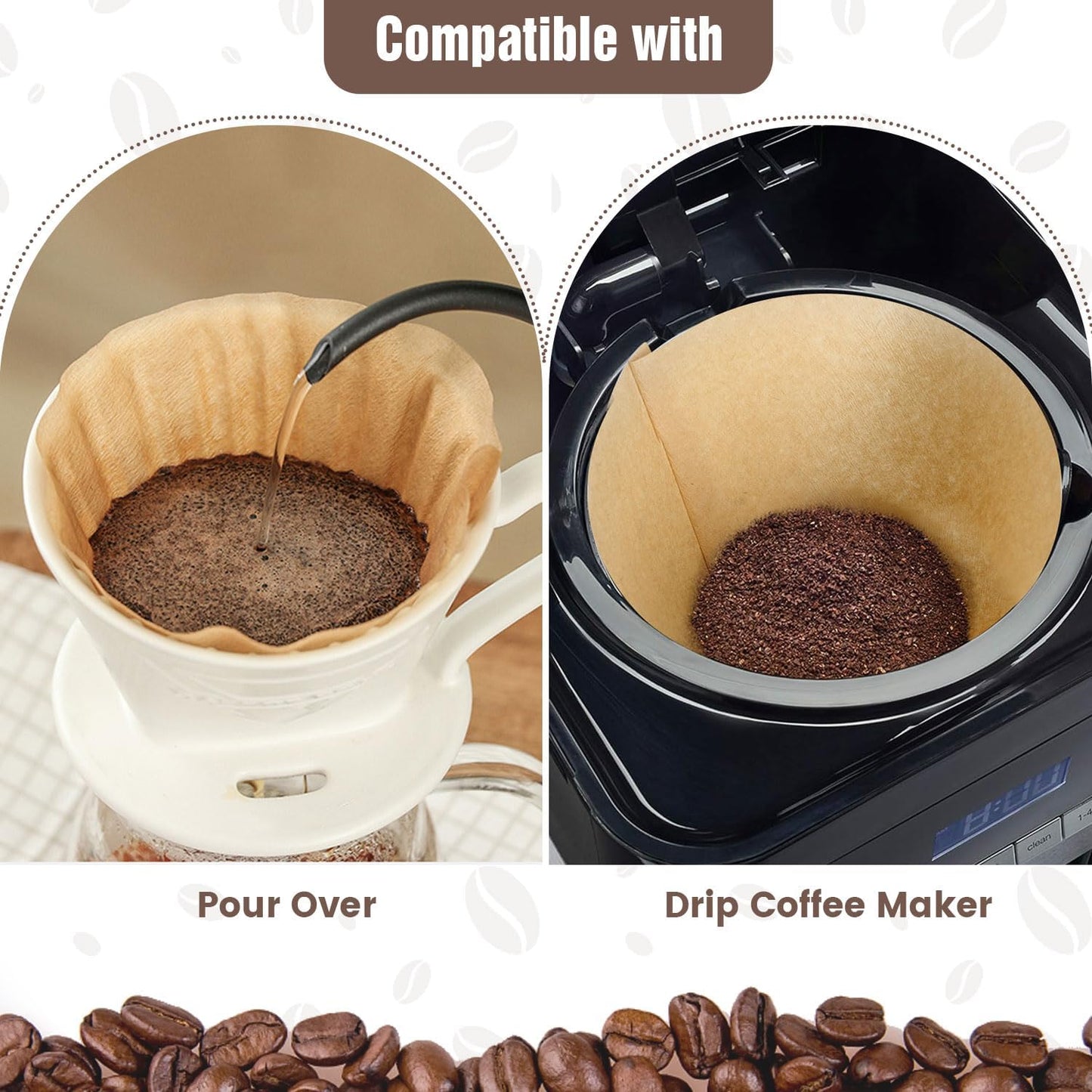 200Pcs Cone Coffee Filters #4, Clinuse Unbleached Size 04 Coffee Filters 8-12 Cup, Disposable Natural Paper Filters, No.4 Cone Filters Compatible with Ninja, Cuisinart, Pour Over and Drip Coffee Maker