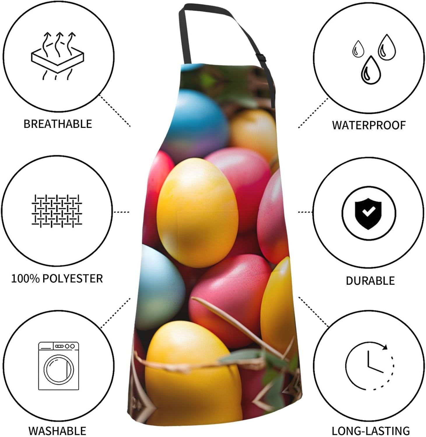 Easter Eggs print Waterproof apron with pocket adjustable cooking apro