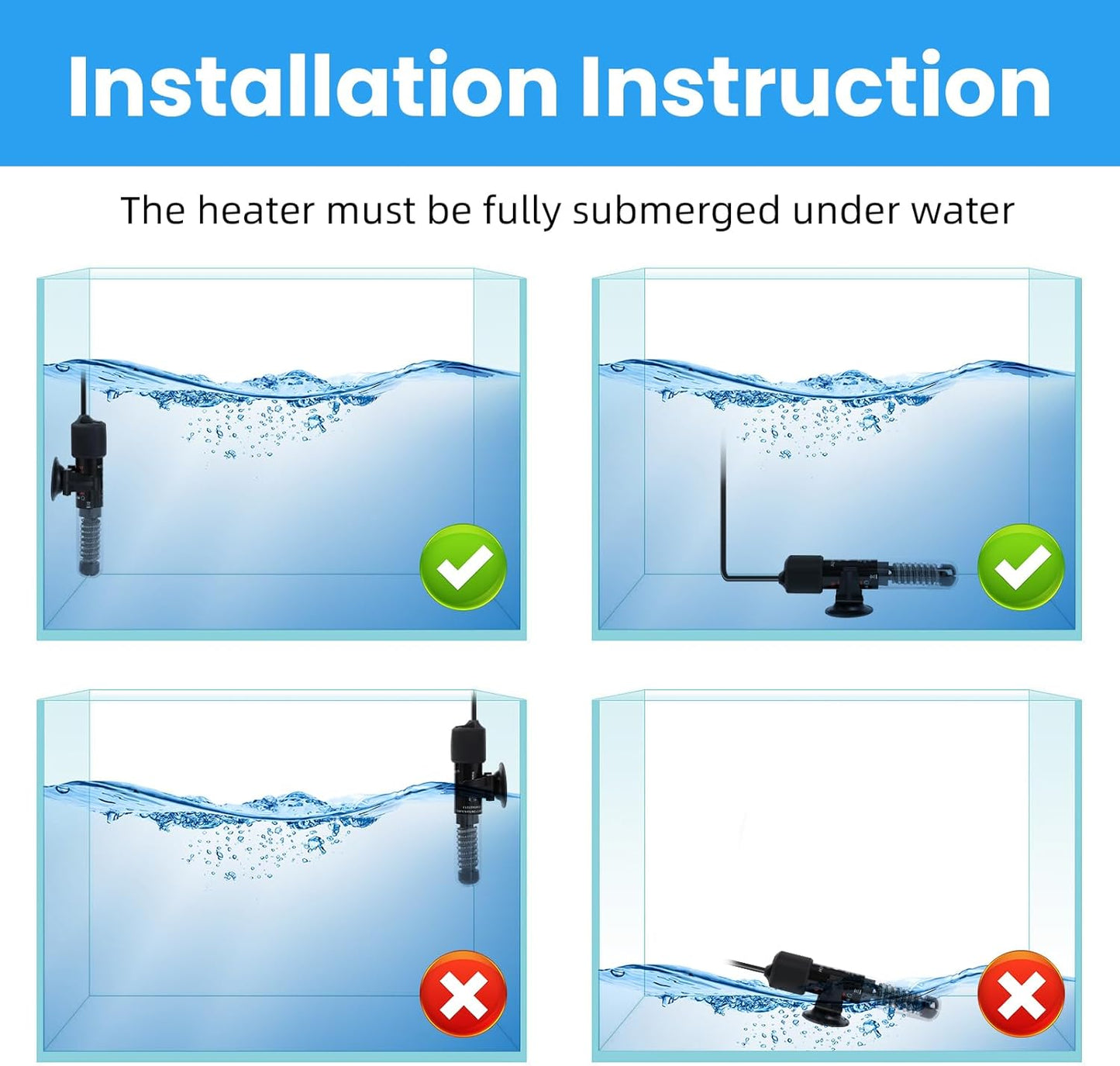 AQUANEAT Aquarium Heater, 25W Small Betta Fish Tank Heater, Mini Prese