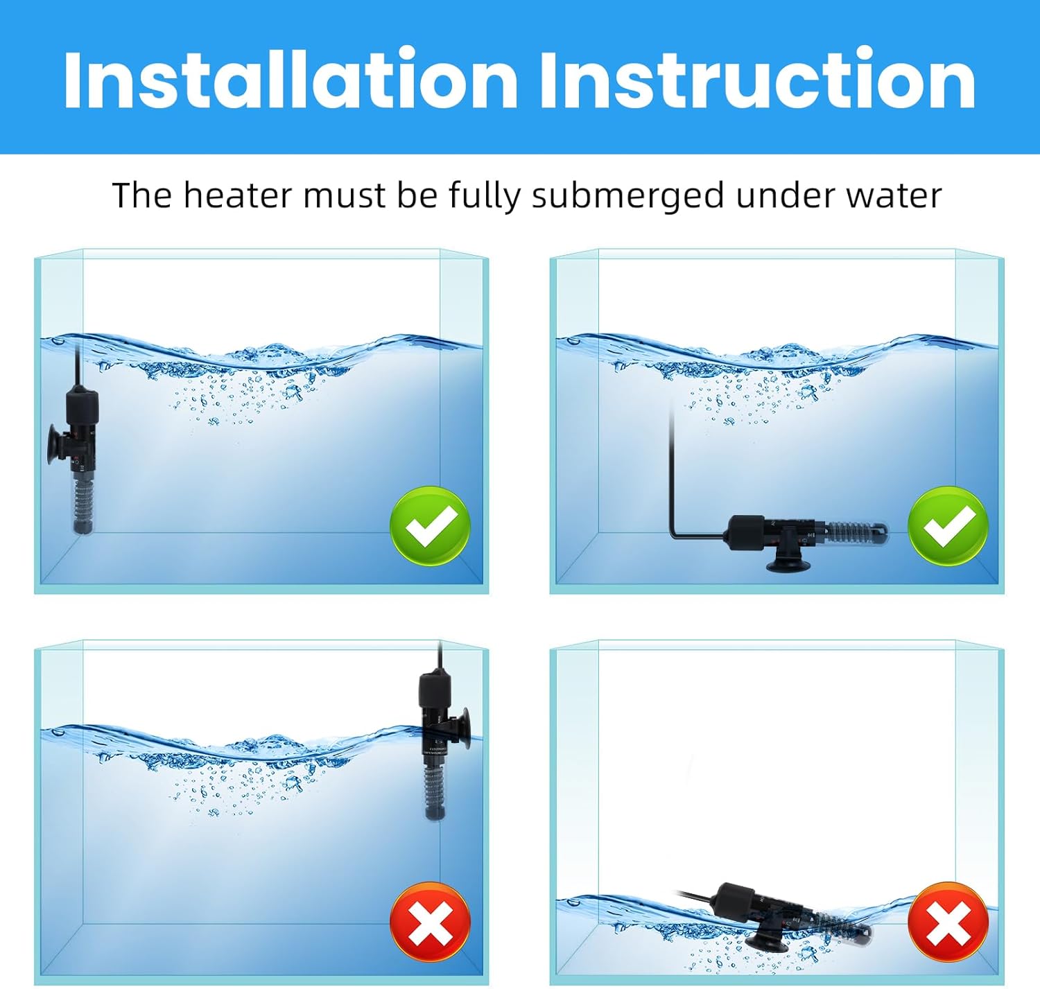 AQUANEAT Aquarium Heater, 25W Small Betta Fish Tank Heater, Mini Prese