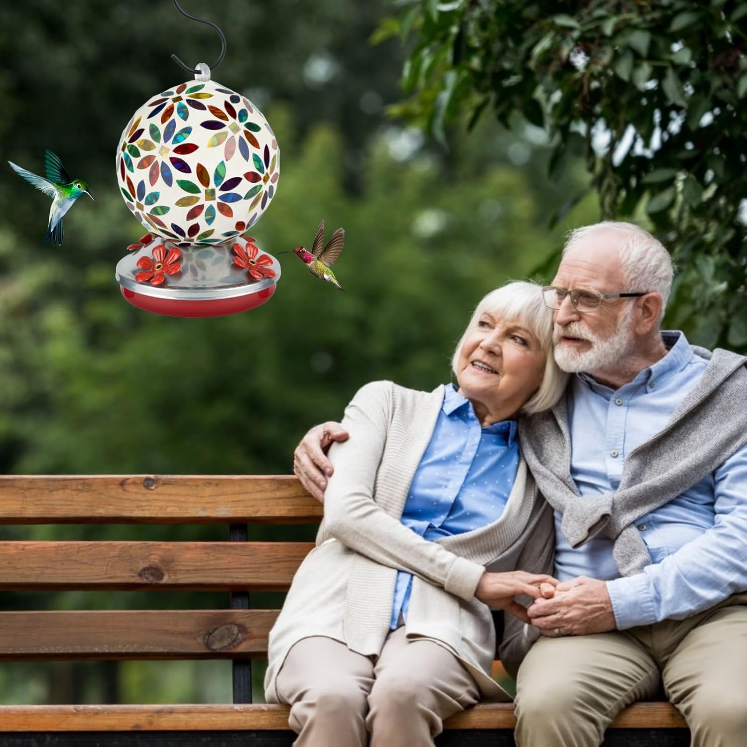 Backyard Expressions Glass Hummingbird Feeder - Multicolor - Hummingbi