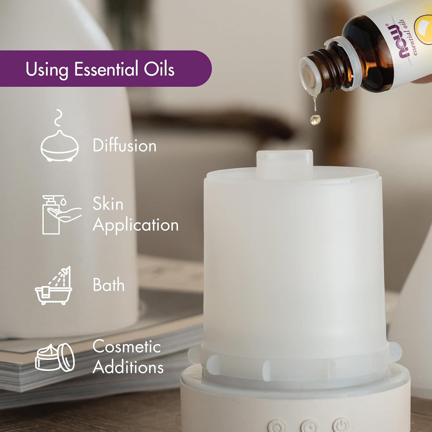 NOW Essential Oils, Metal Touch Ultrasonic Aromatherapy Oil Diffuser, 
