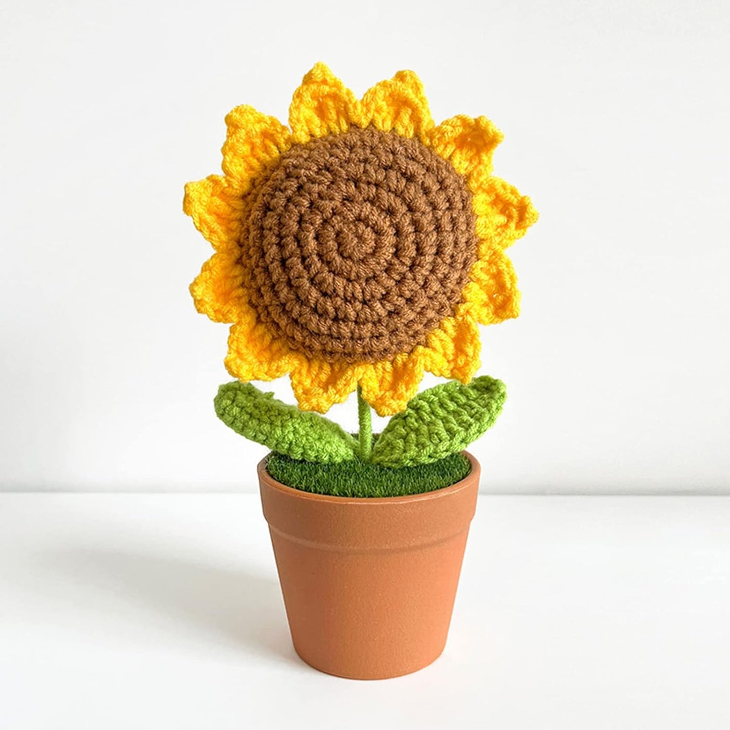 Potted Plants,Handwoven Bouquet Potted Knitted Bouquet Accessory Household for Indoor Outdoor Garden Yard Supplies