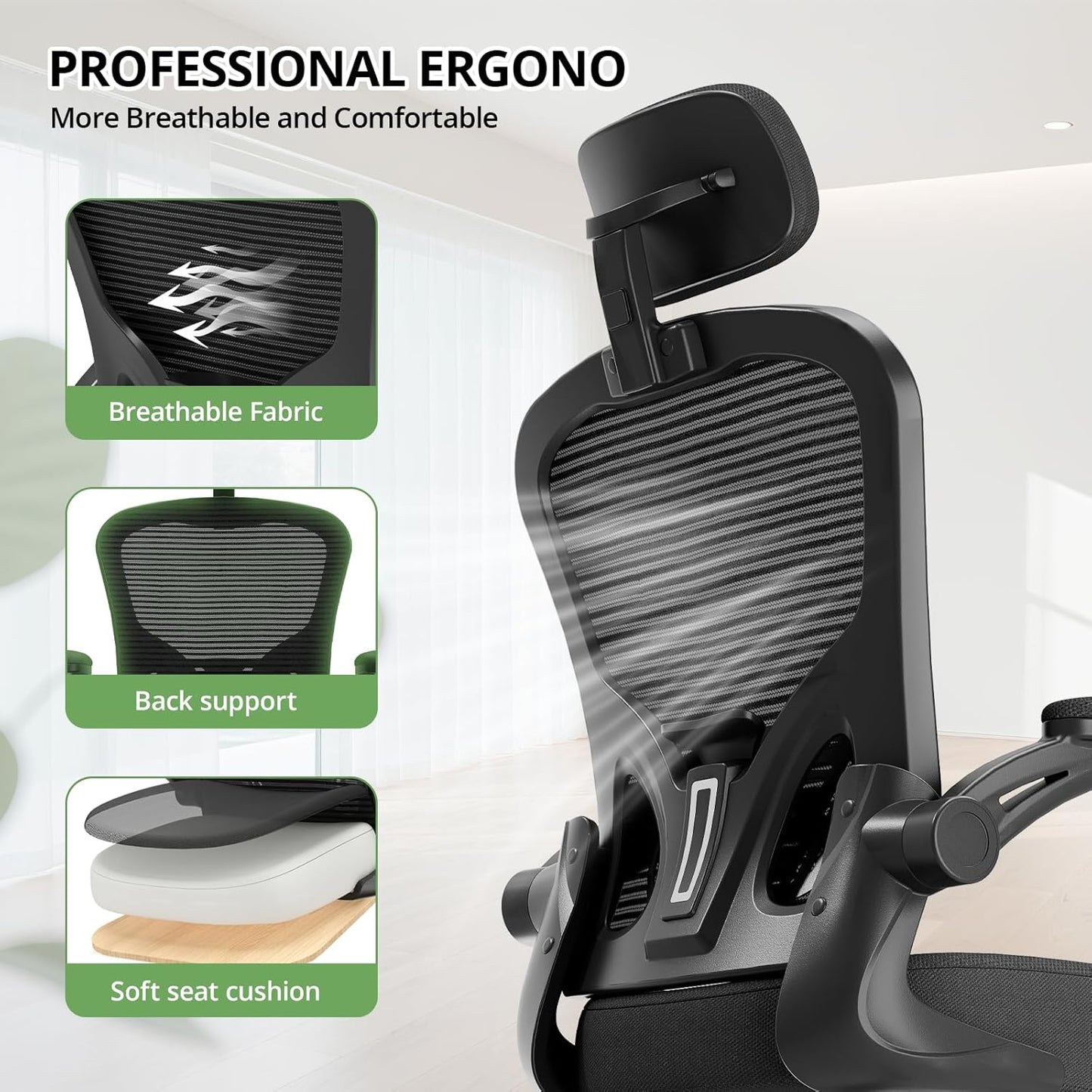 Office Chair Ergonomic Desk Chair, 330LBS Capacity, High Back Computer