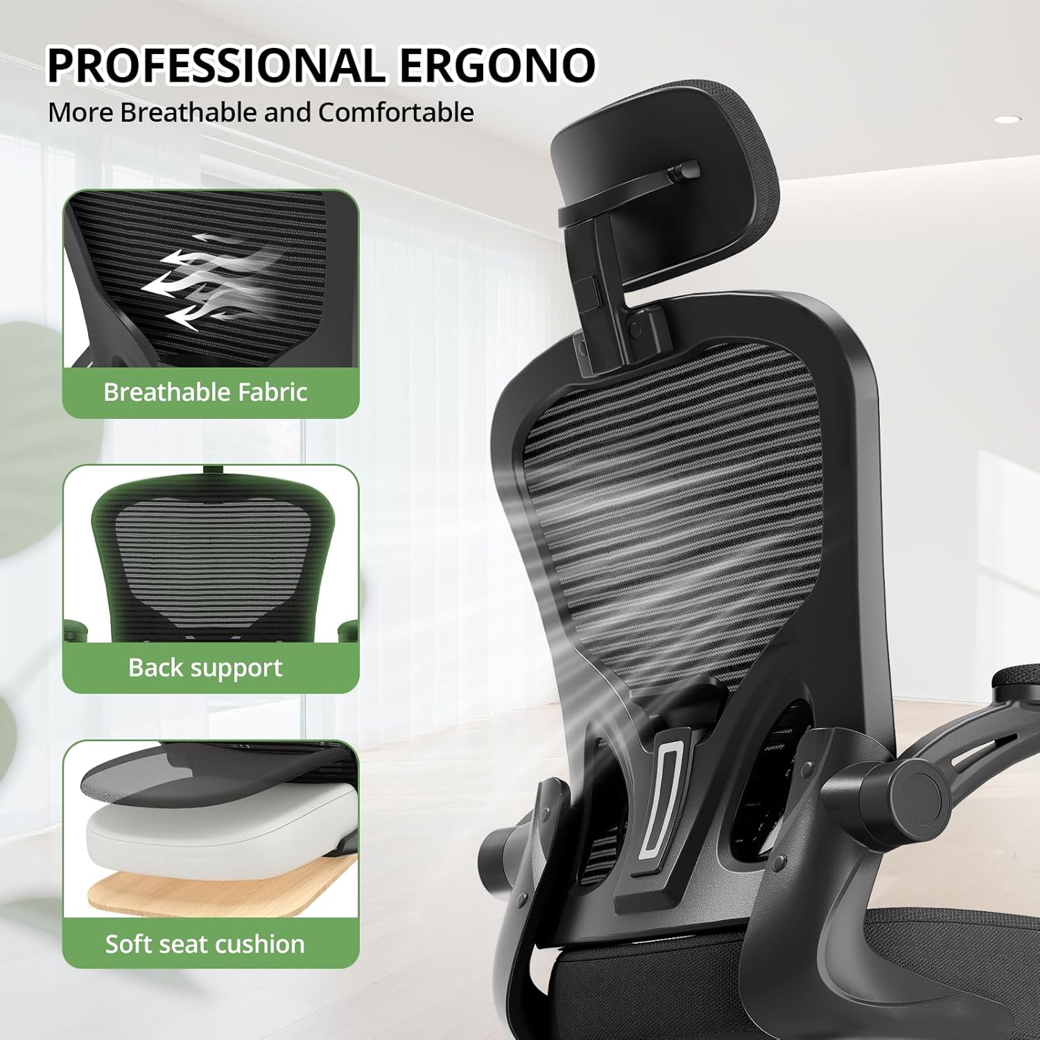 Office Chair Ergonomic Desk Chair, 330LBS Capacity, High Back Computer