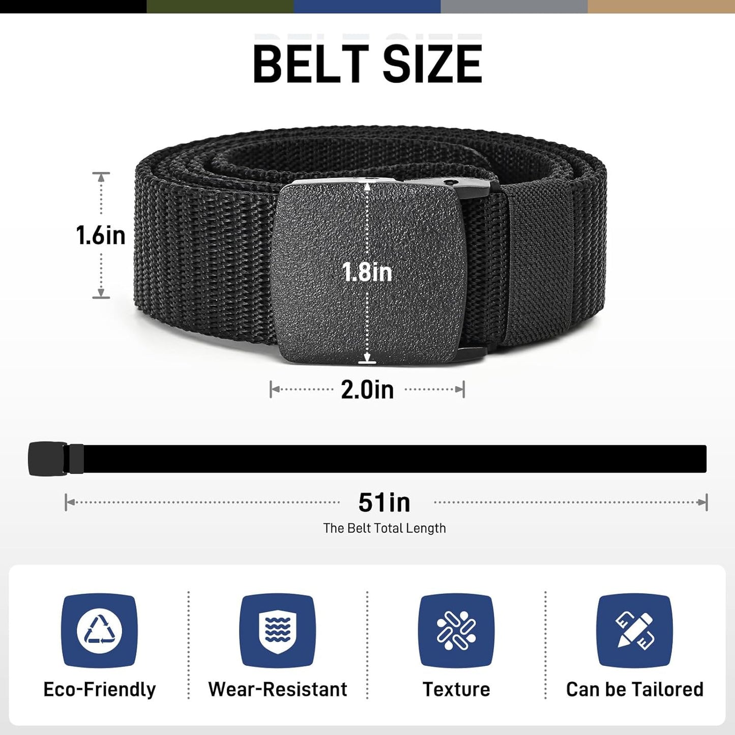 Tactical Men's Nylon Belts,5 Pack Mens Belts Casual，Military Canvas Ou
