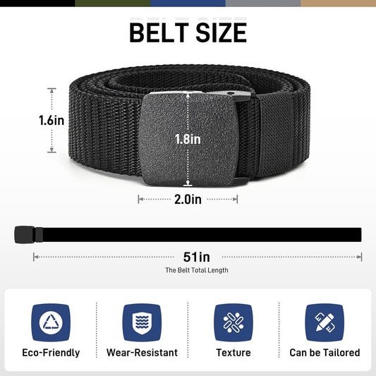 Tactical Men's Nylon Belts,5 Pack Mens Belts Casual，Military Canvas Ou