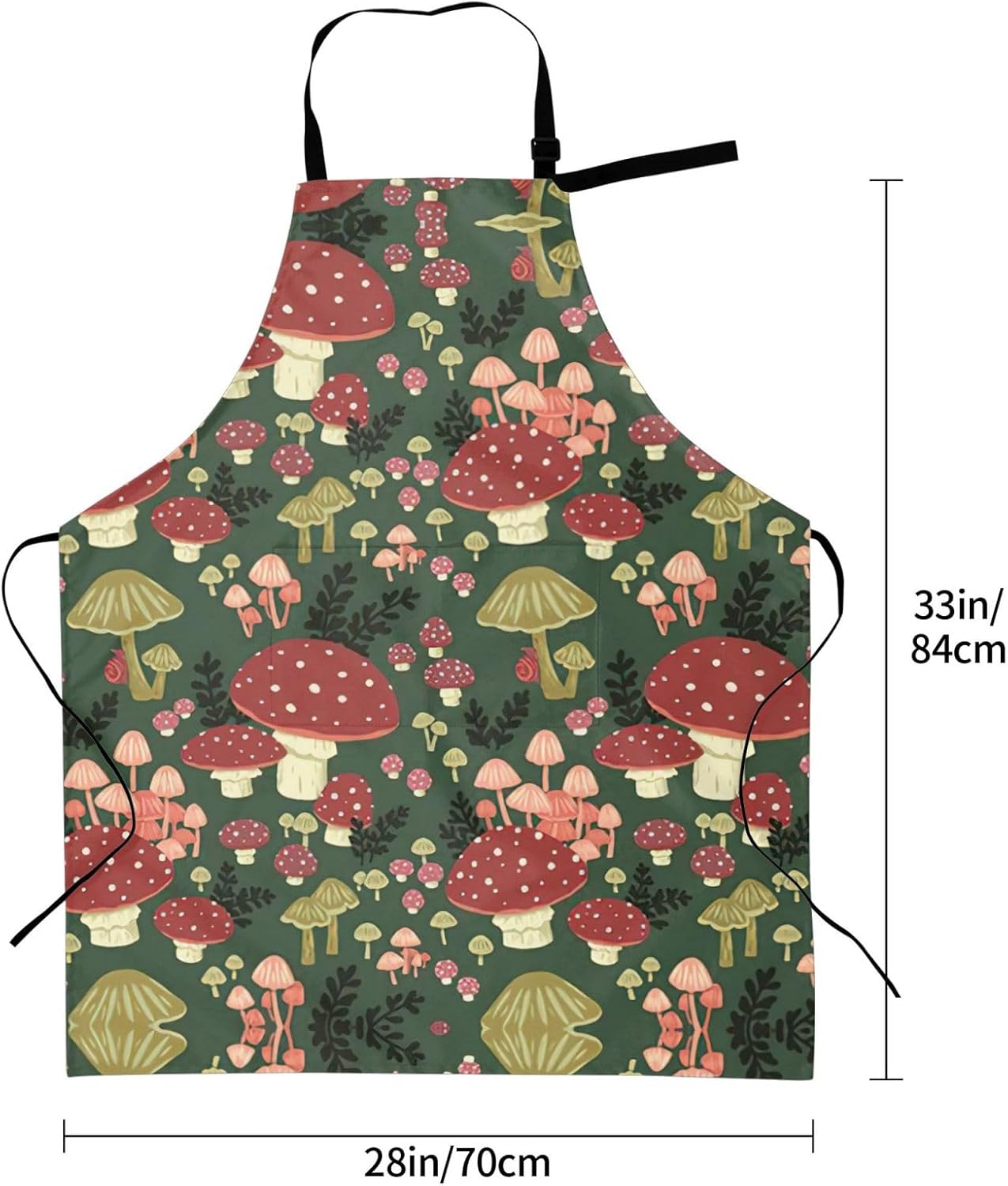 Bright Mushrooms Art print Waterproof apron with pocket adjustable coo