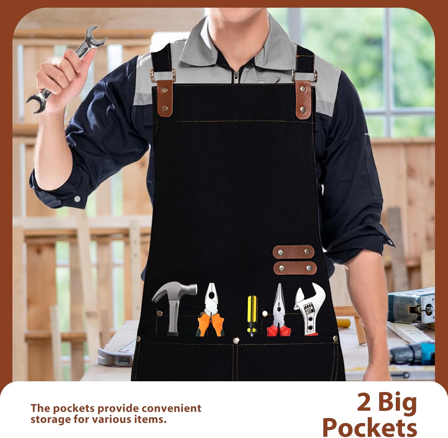 Apron for Men Women, Chef Apron with Adjustable Neck Strap, Heavy Duty