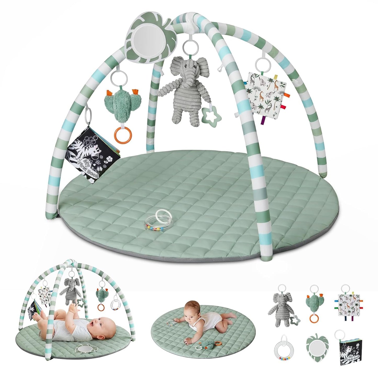 Blissful Diary Baby Play Gym Mat, Play Mat Activity Mat with 6 Detacha