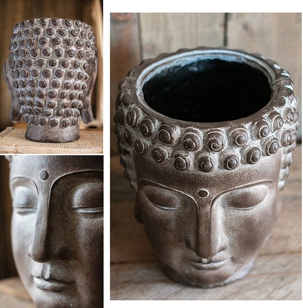 Planter Flowerpot Planter Pots Unique Plant Pots 16.9" Tall Buddha Statue Buddha Head Flower Pot Outdoor Large Planters (35x35x43cm)