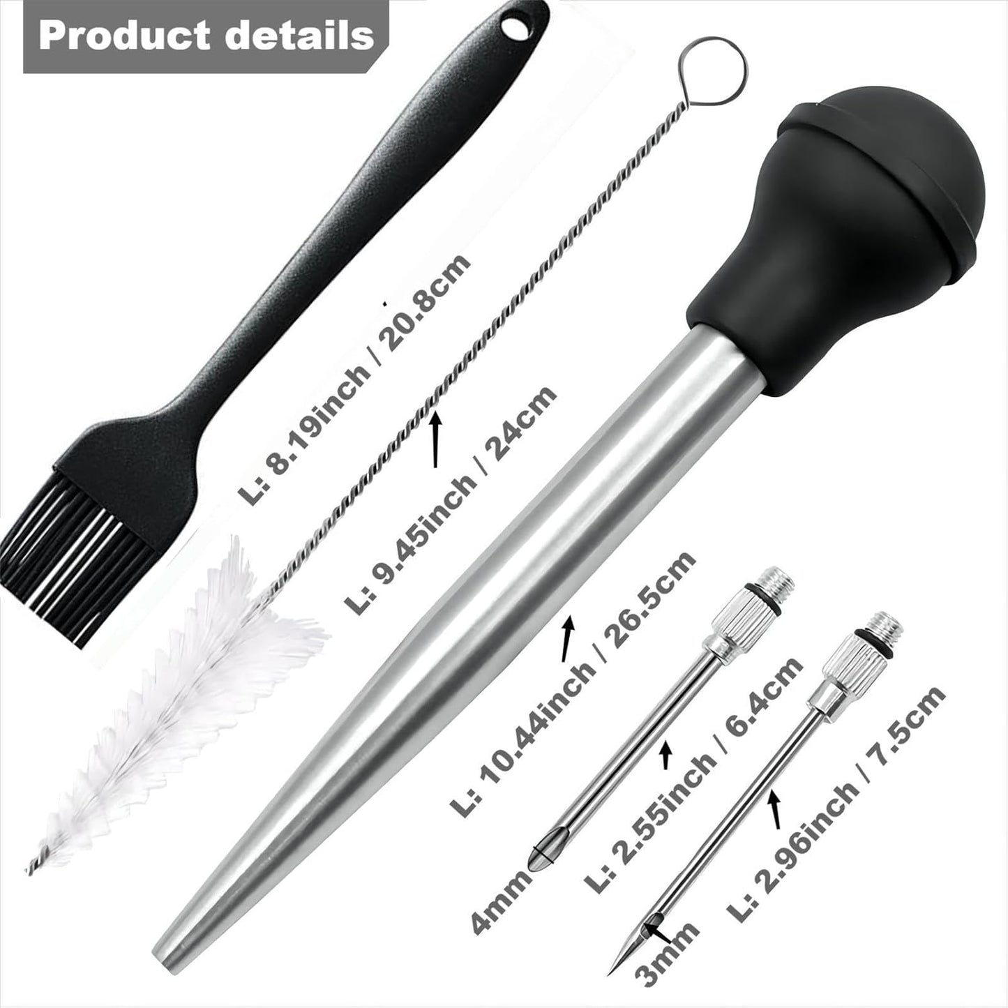 Turkey Baster, Baster Syringe for Cooking, Stainless Steel Baster with