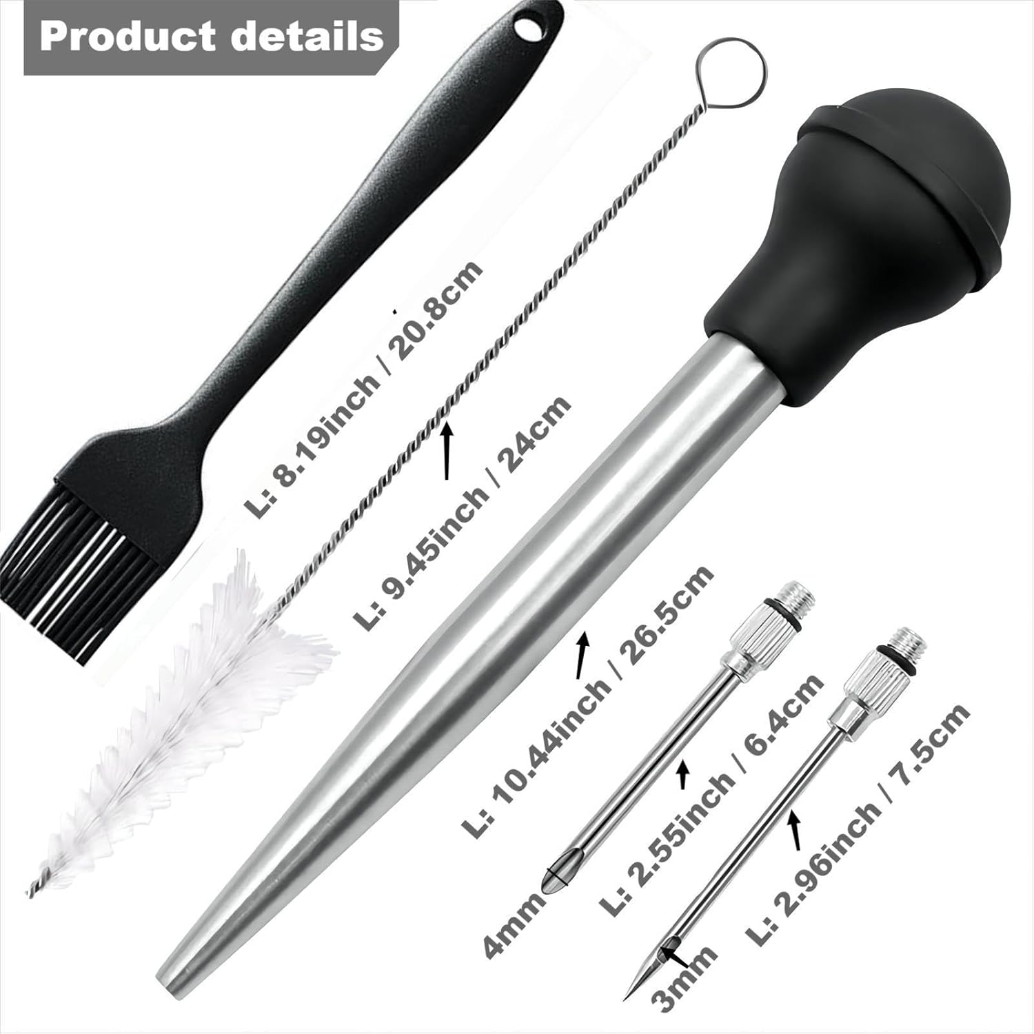 Turkey Baster, Baster Syringe for Cooking, Stainless Steel Baster with
