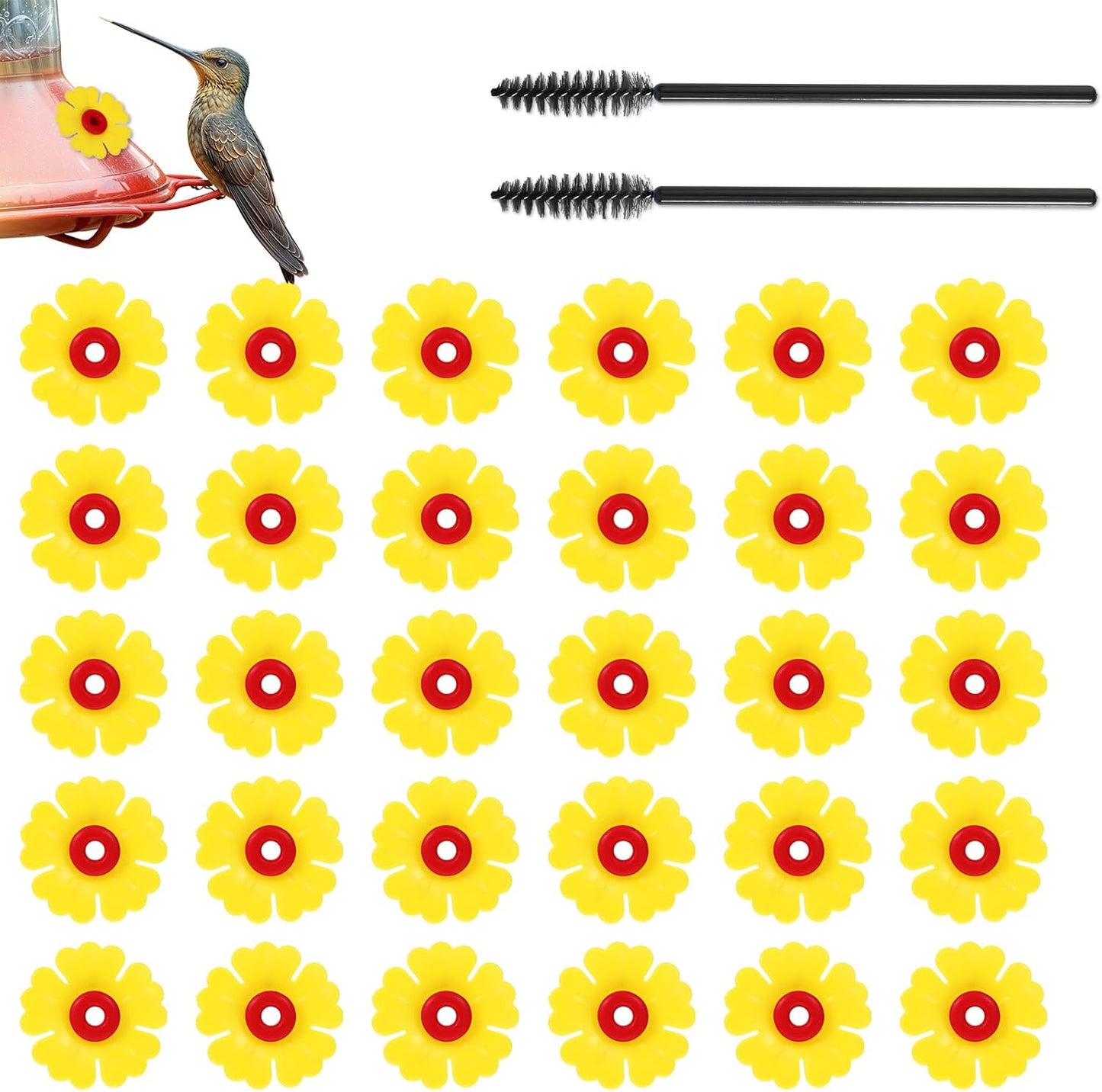 30 Pcs Hummingbird Feeder Replacement Flowers, Yellow Pet Replacement 