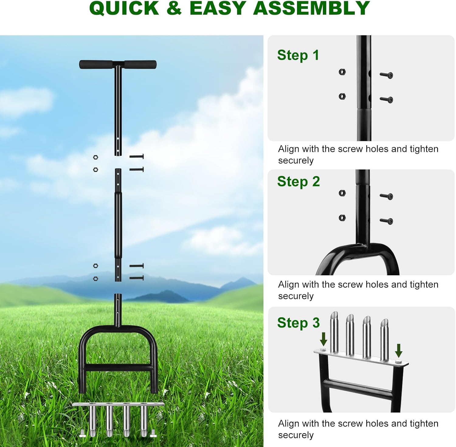 Lawn Core Aerator Tool Coring Grass Aerator Lawn Tool 4 Hollow Tines f