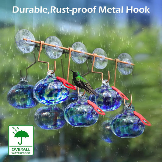 Window Hummingbird Feeder with Suction Cups,Hand-Blown Glass Hummingbi