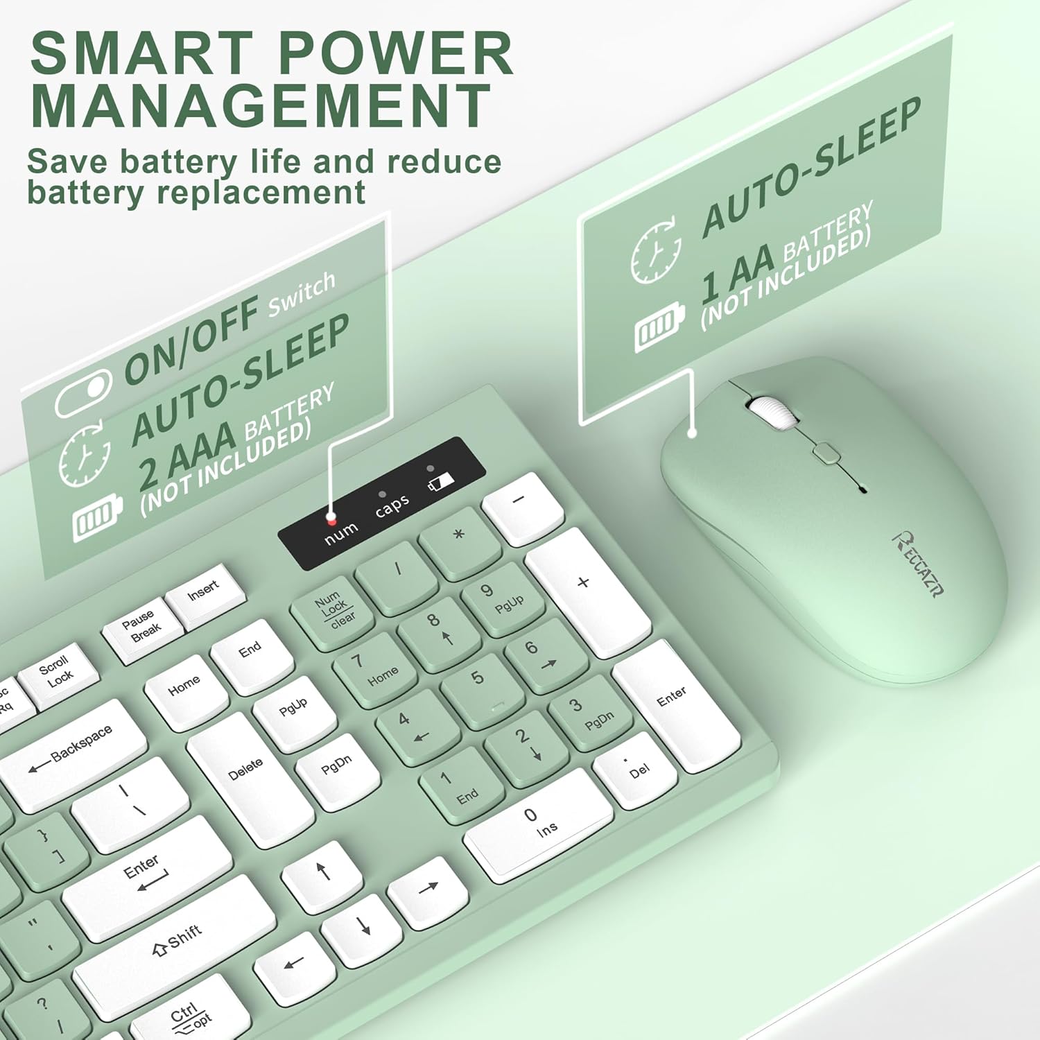 Wireless Keyboard and Mouse Combo, Full-Sized Wireless Keyboard and Ad