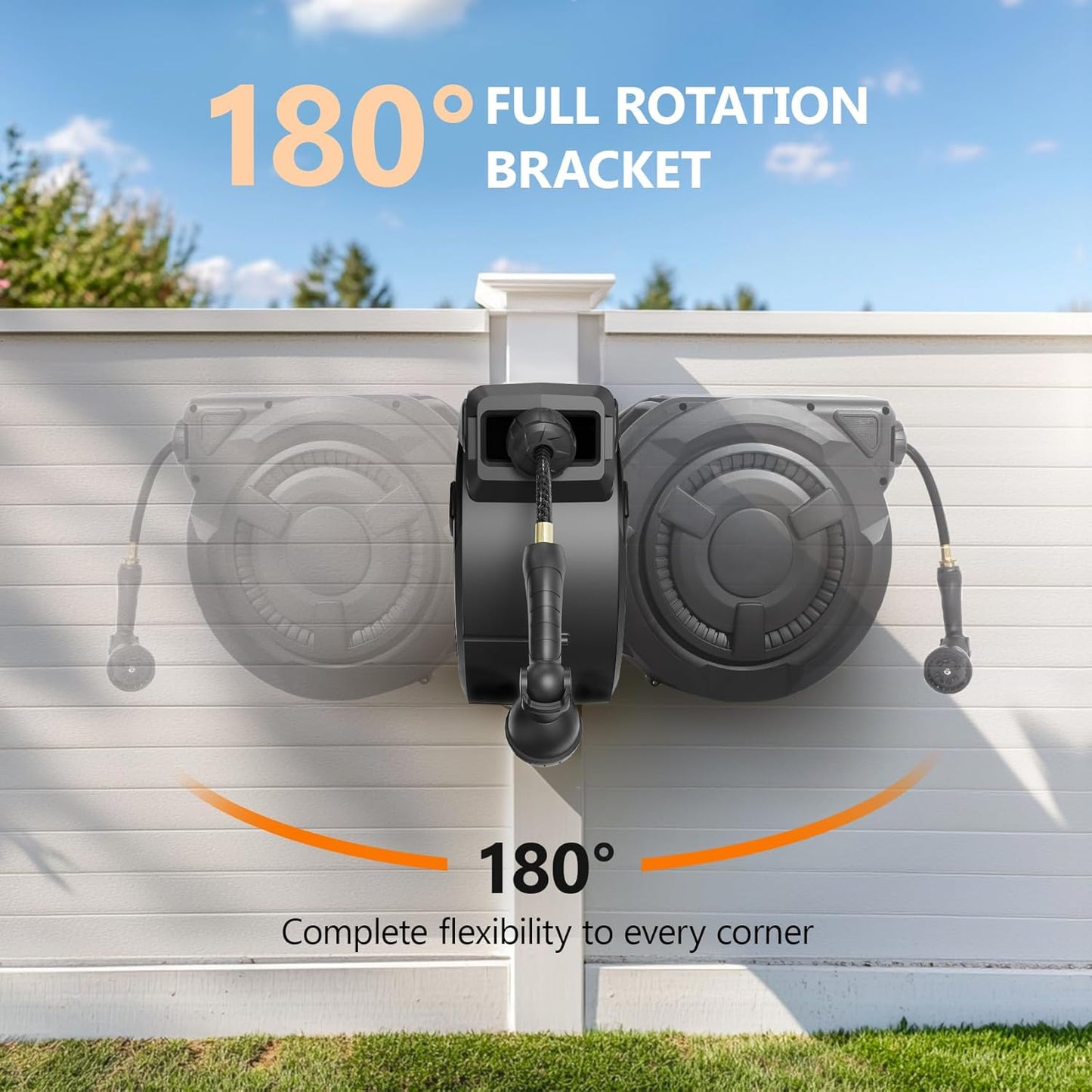wikiwiki Retractable Garden Hose Reel 1/2 in x 100 ft, Heavy Duty Wall