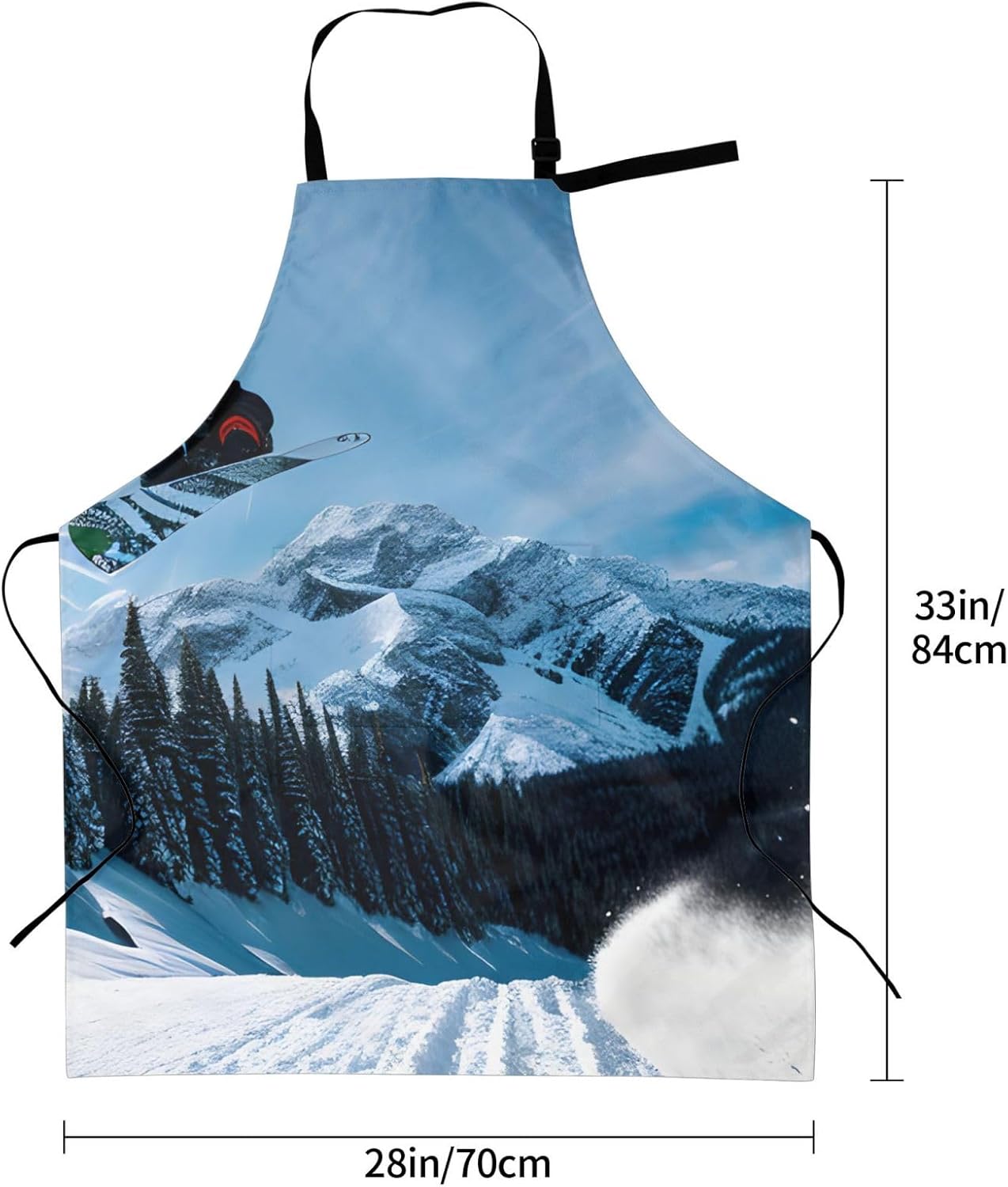 YANYU Snowboarding Print 28x33 In Kitchen Apron Stylish Chef Apron with Pockets for Cooking Baking Painting