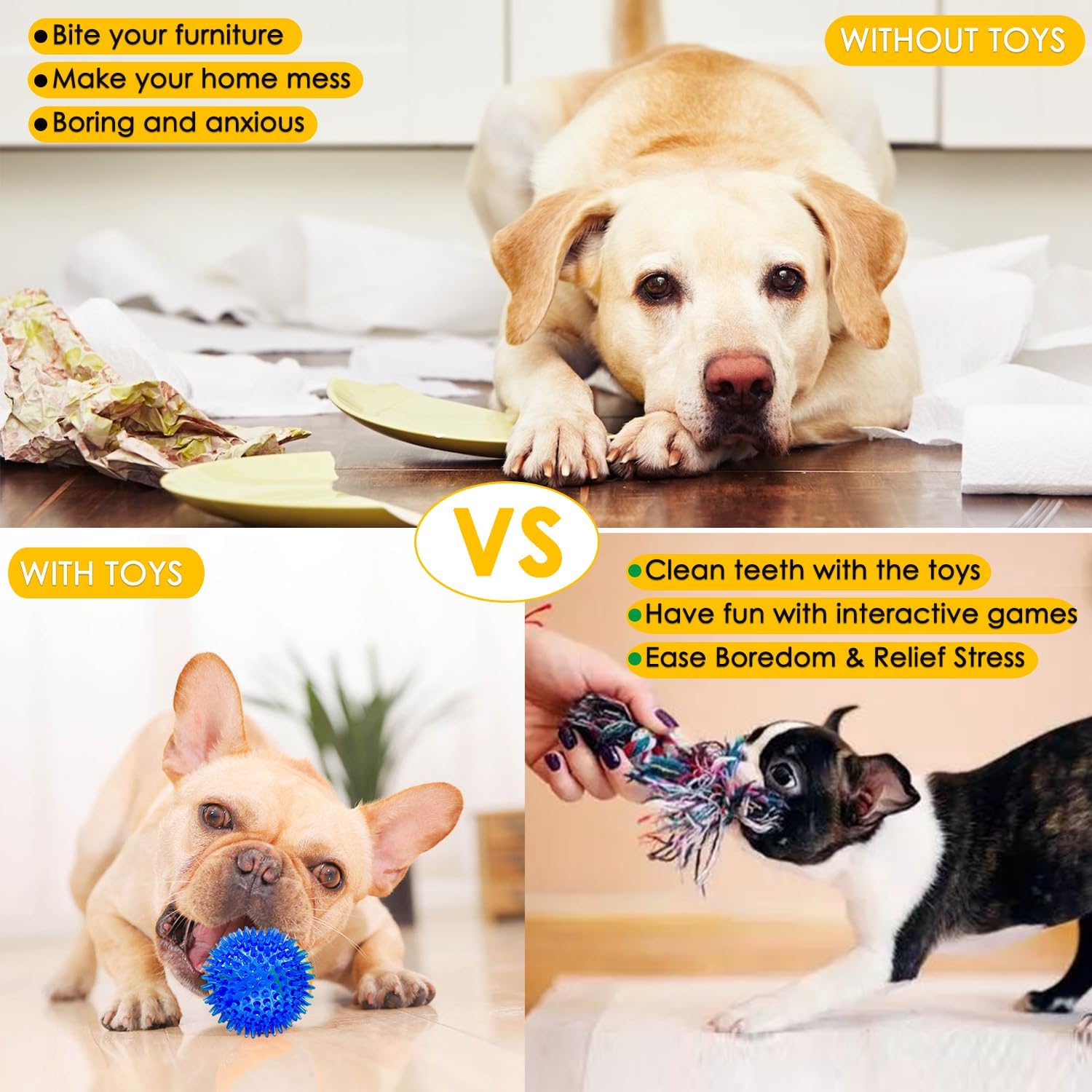 Dog Toys 25 Pack for Fun and Teeth Cleaning, Puppy Chew Toys Pack with