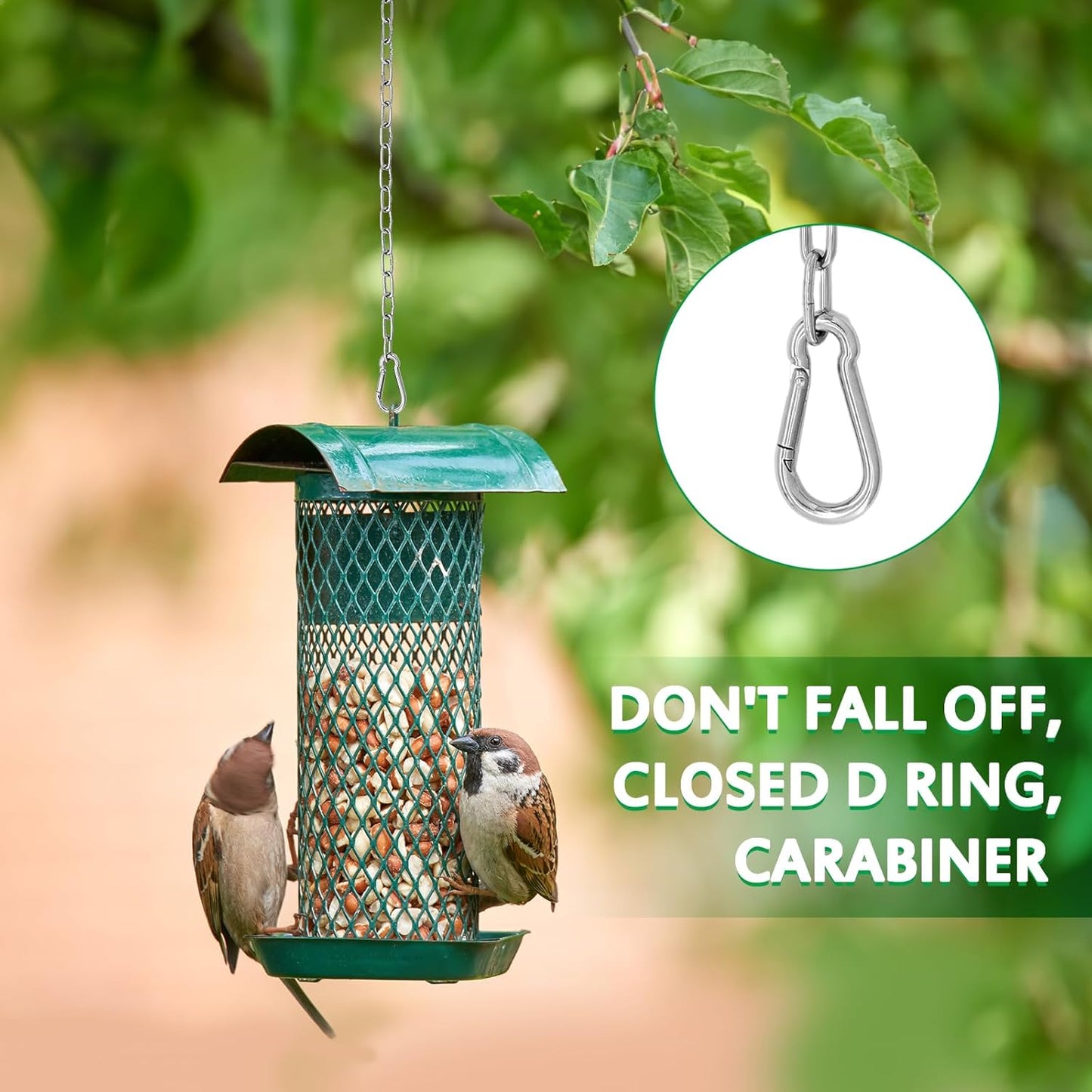 5 Ft Hanging Chain with 2 Chain Hooks 4 Chicken Coop Signs for Chicken Feeders, Stainless Steel Metal Small Chain For Chiken Bird Coop Accessories Feeders Waterer Plant Hooks Hanger Hold Up 13 Lbs