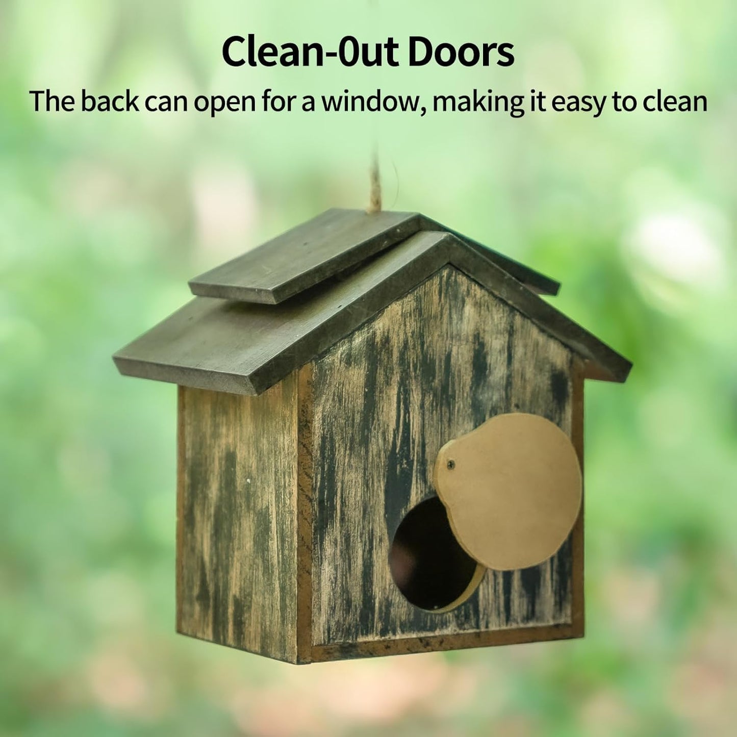 Topadorn Wooden Bird House Hanging Outdoor,Eco Friendly Materials and Decorative with Bird Printed