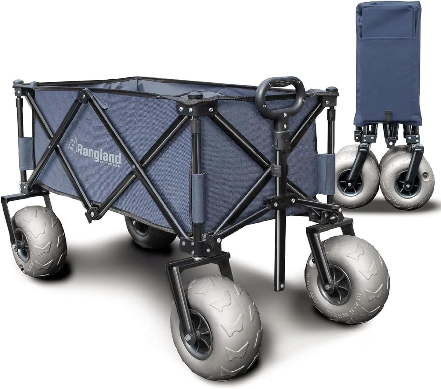 Ultimate Beach Wagon with Big Wheels for Sand and Removable Cooler, Foldable All-Terrain Heavy Duty Folding Cart with Balloon Air Tires, Large Dual-Compartment Outboard Carrier (34L)