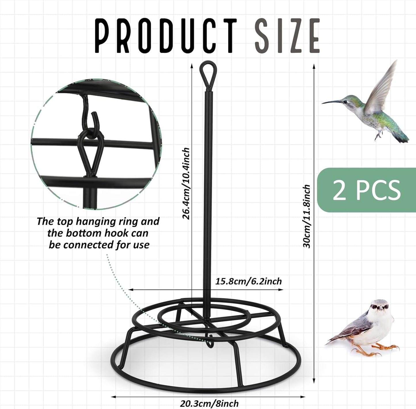 Honeydak 2 Pcs Cylinder Bird Feeder Outdoor Seed Holder for Large Smal