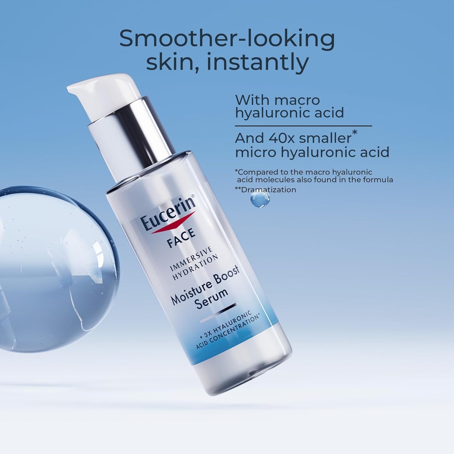 Eucerin Immersive Hydration Smoothing Face Serum, Ultra-Lightweight Hy