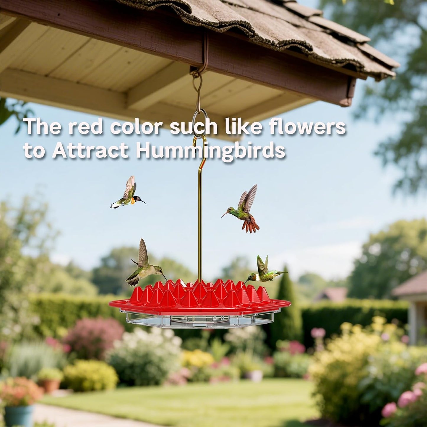 1-Pack 12oz Hummingbird Feeders for Outdoor – 30 Feeding Ports, Leak-P
