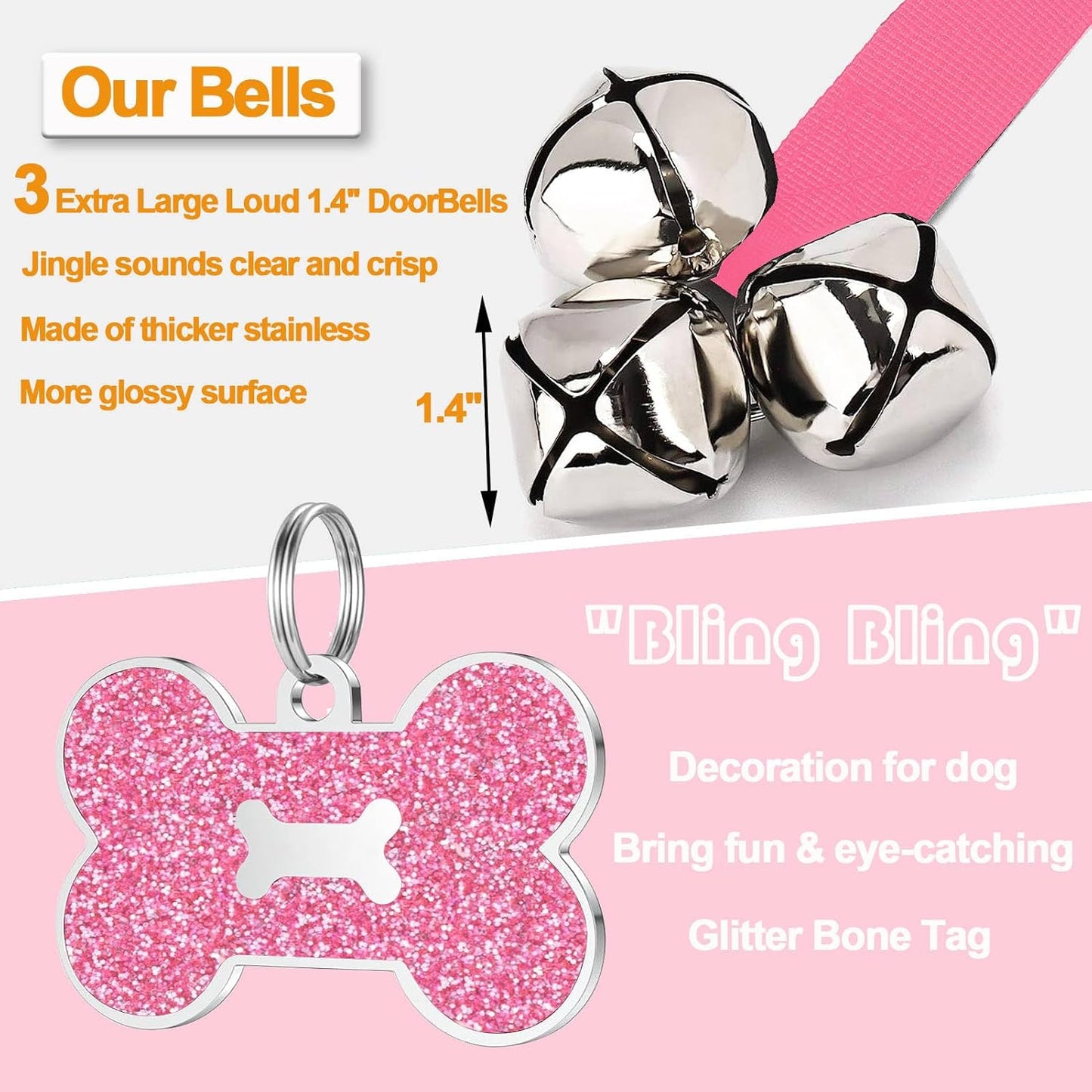 2 Pack Dog Door Bells Dog Doorbell to go Outside Puppy Train Bell for 
