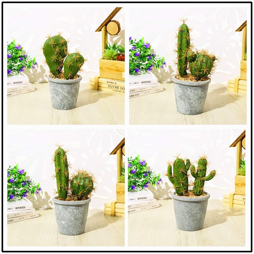 Artificial Succulent Plants,Fake Cactus Decorative Plants - Artificial Cacti with Gray Pots Planters,Artificial Faux Cactus for Home Décor House Office Ornaments