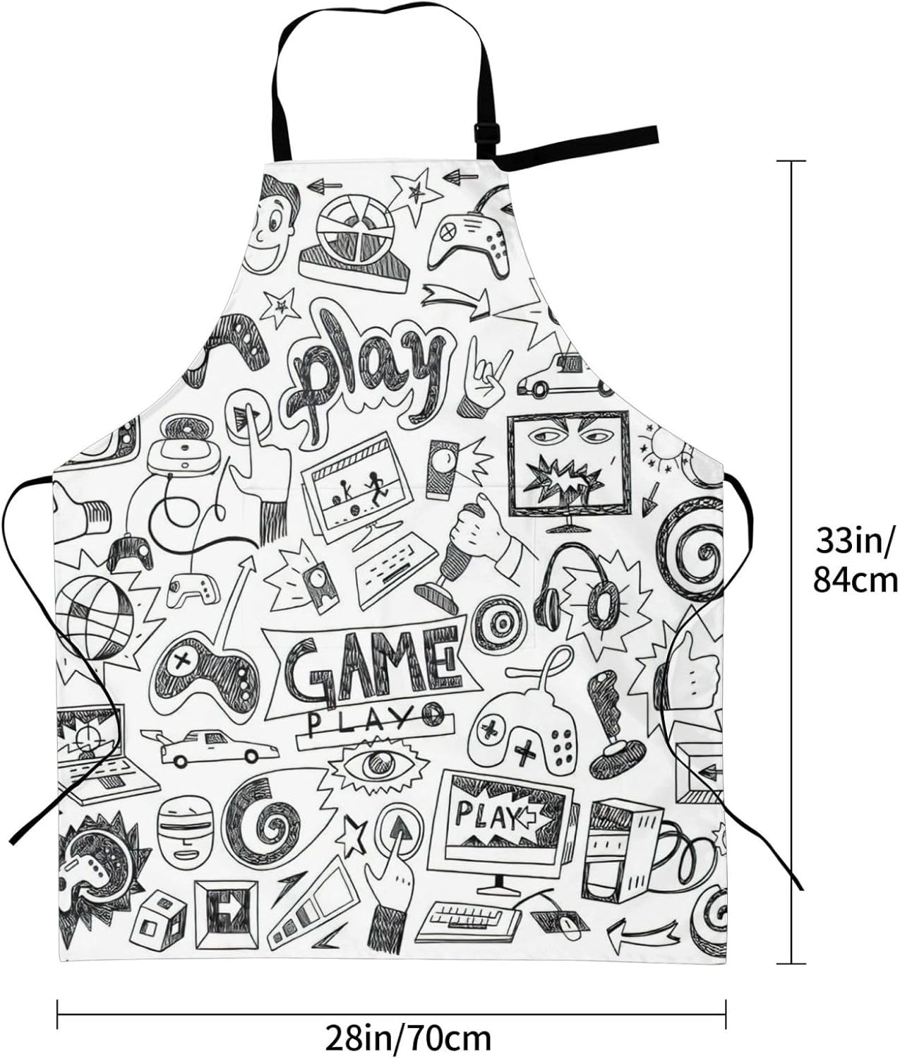 Video Game Boys Print 28x33 In Adult Kitchen Apron with Pockets Versat