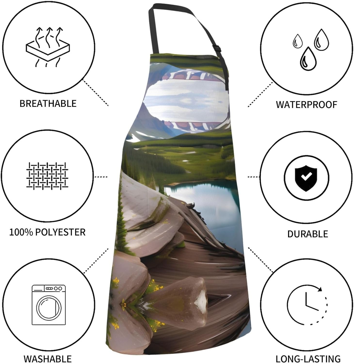 Glacier National Park Print 28x33 In Adult Kitchen Apron with Pockets 