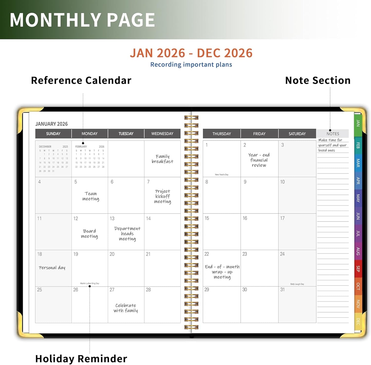 Planner -2026, Hardcover Weekly & Monthly Calendar Planner, January 20