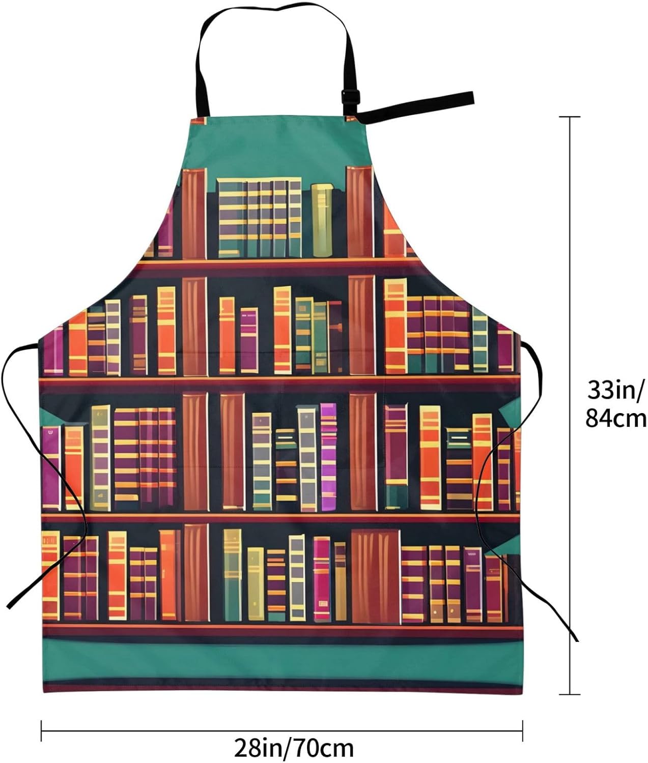 Library Bookshelf print Waterproof apron with pocket adjustable cooking apron for adult kitchen bibs to bake