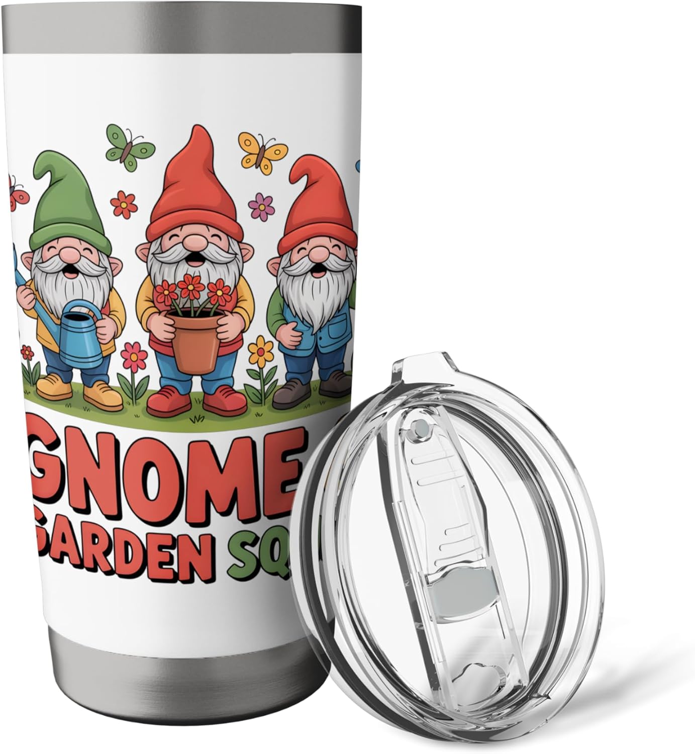 Gnome And Garden Squad Cute Gnomes With Tools And Flowers Stainless St